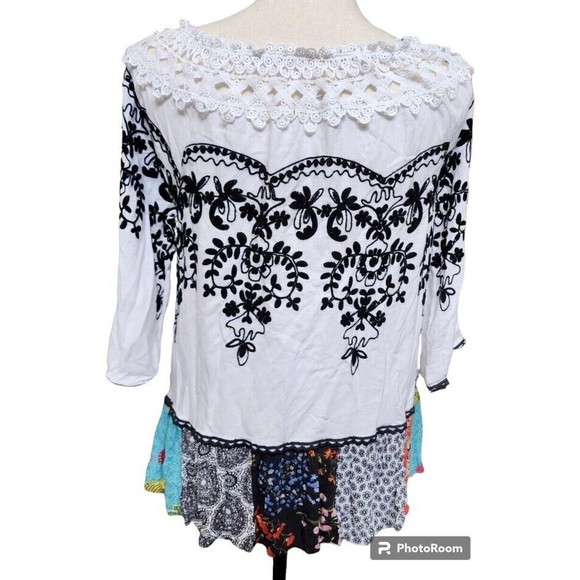 John Mark Embroidered Peasant Blouse Size Small Boho Hippie - Picture 4 of 8